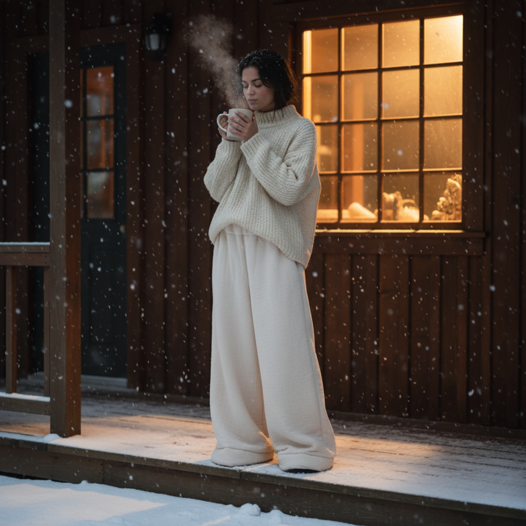 Premium Sherpa Lined Blanket Pants - Beige