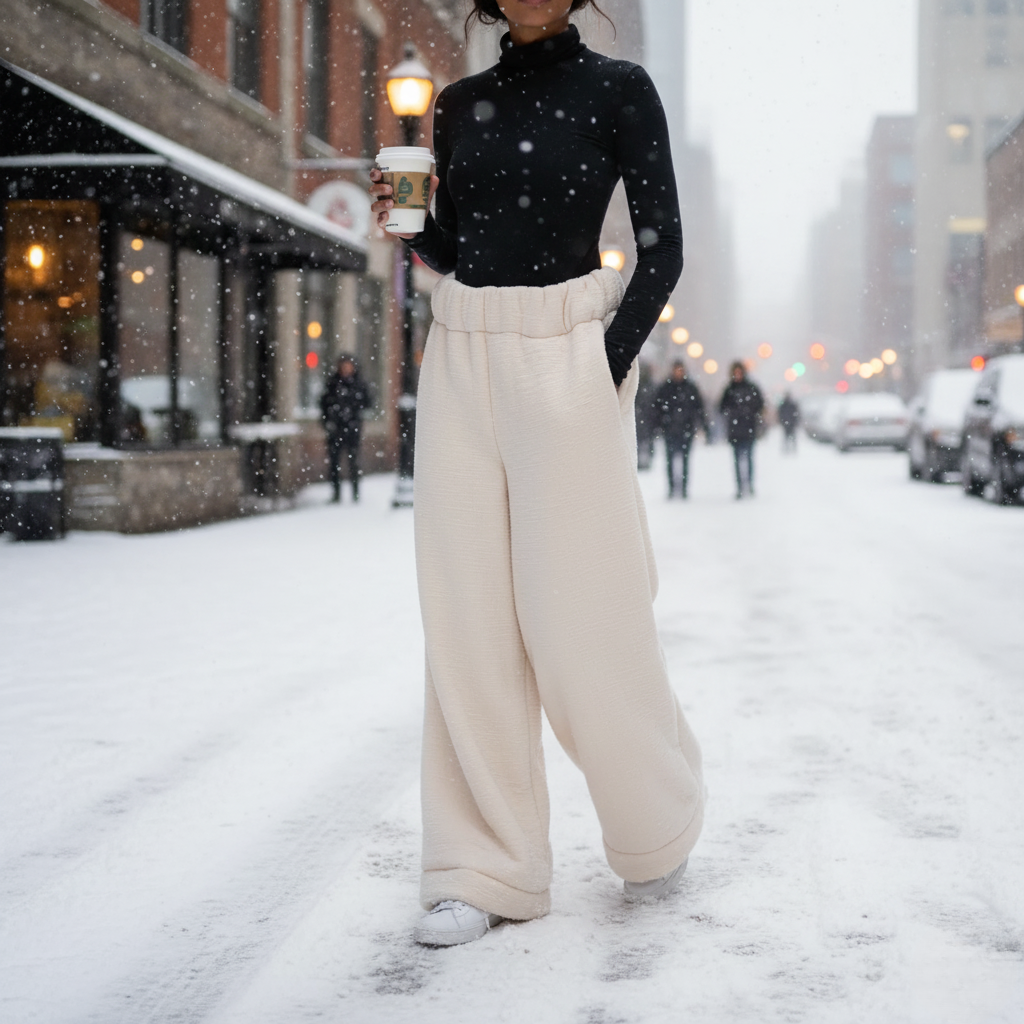 Premium Sherpa Lined Blanket Pants - Beige