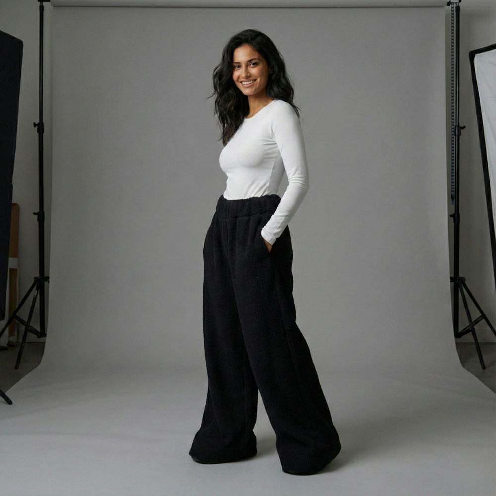 Premium Sherpa Lined Blanket Pants - Black