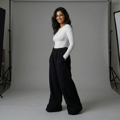 Premium Sherpa Lined Blanket Pants - Black
