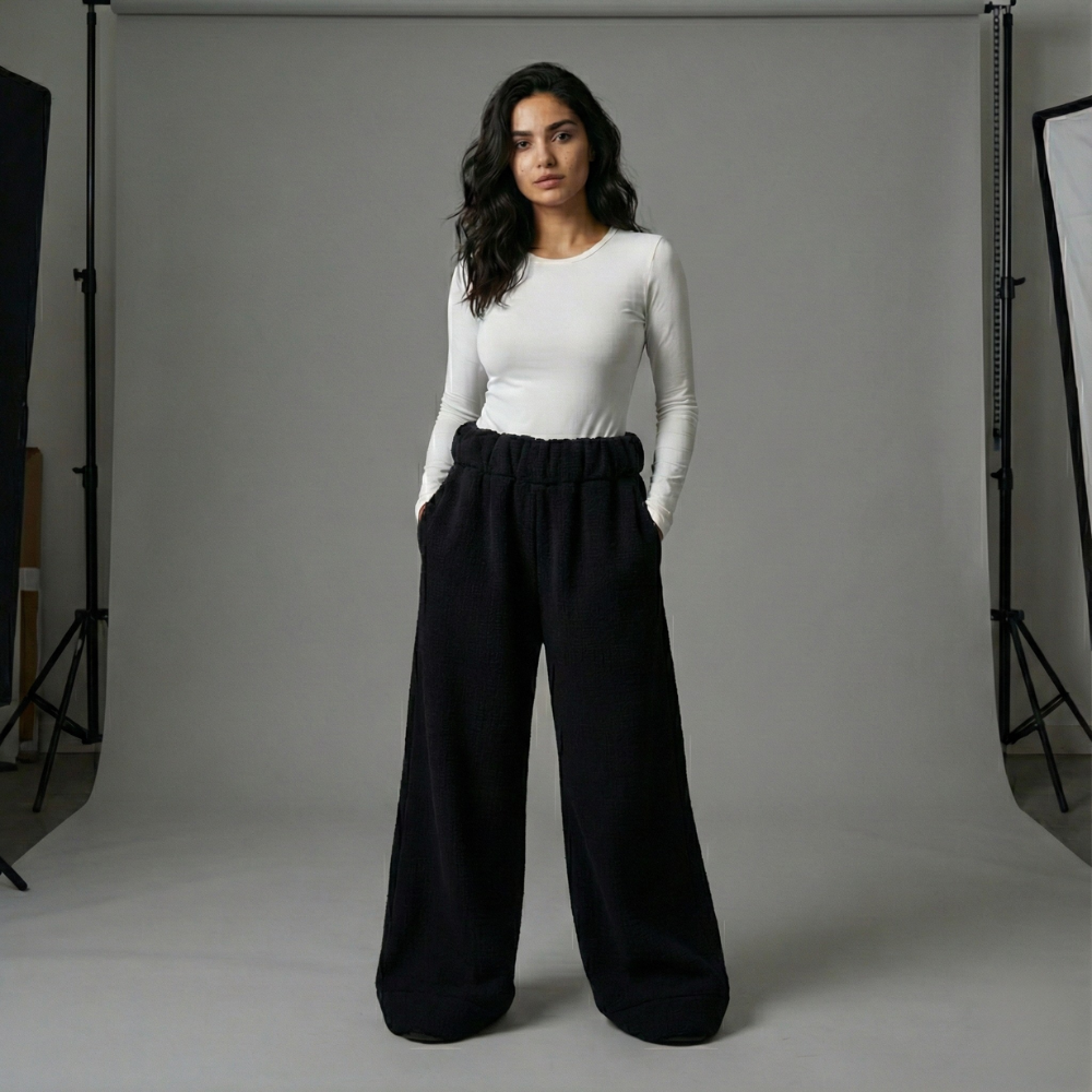 Premium Sherpa Lined Blanket Pants - Black