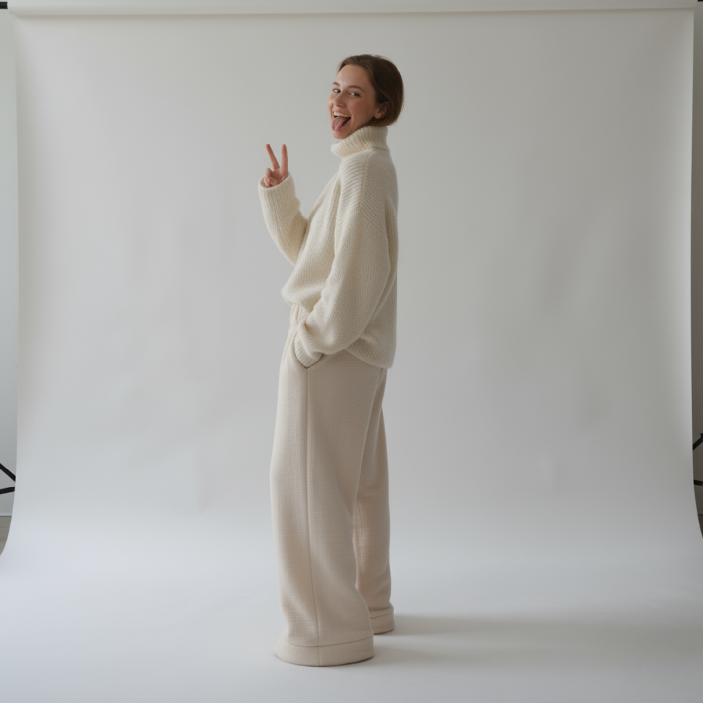 Premium Sherpa Lined Blanket Pants - Beige