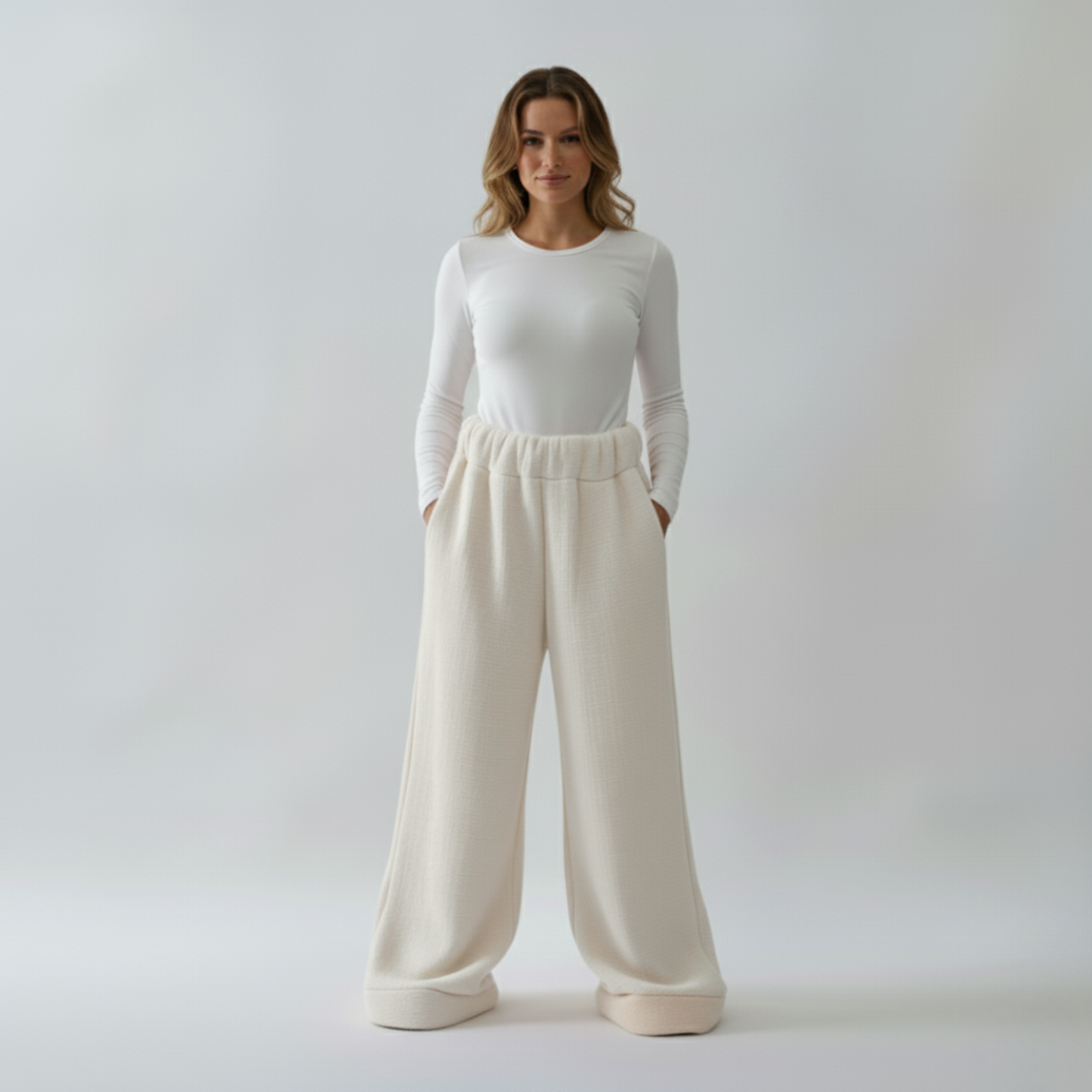 Premium Sherpa Lined Blanket Pants - Beige