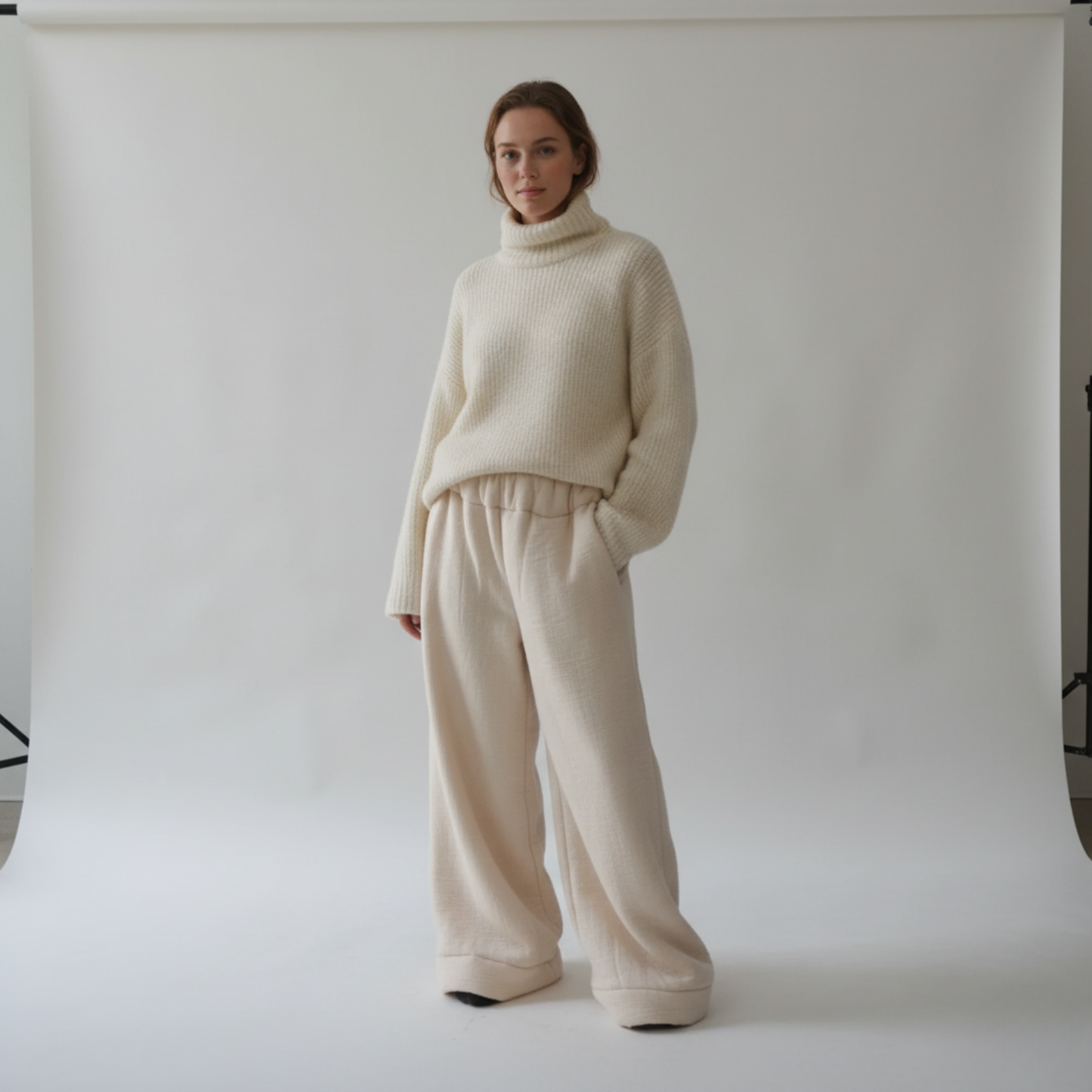 Premium Sherpa Lined Blanket Pants - Beige