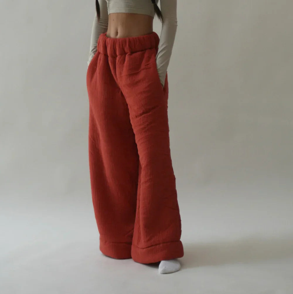 Premium Sherpa Lined Blanket Pants - Orange