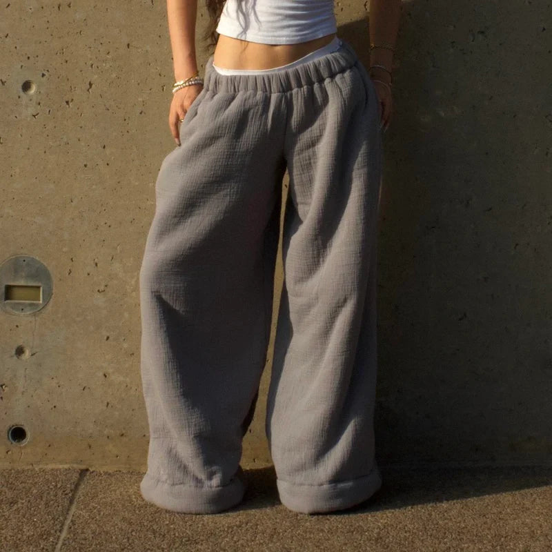 Low Rise Coffee Pants - Grey
