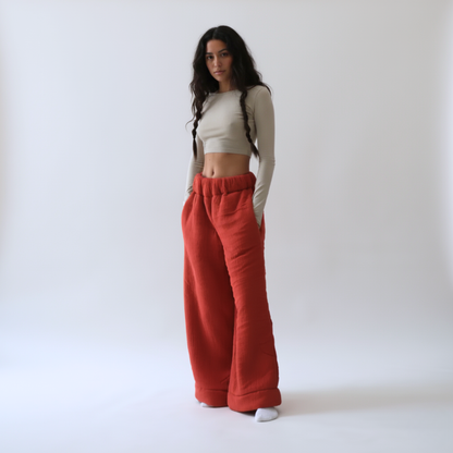 Premium Sherpa Lined Blanket Pants - Orange