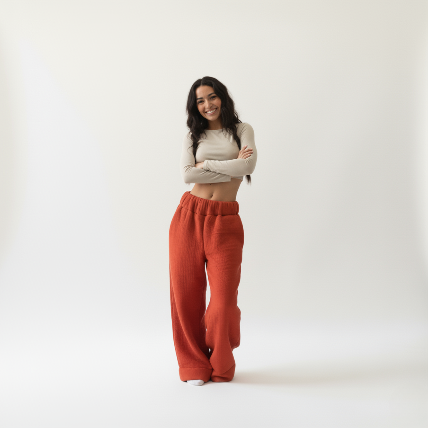 Premium Sherpa Lined Blanket Pants - Orange