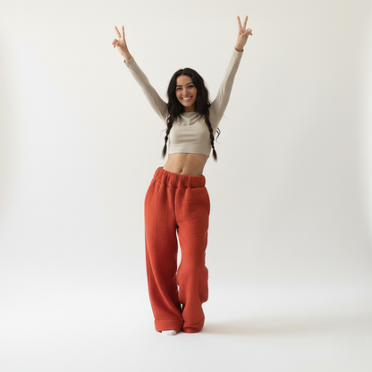 Premium Sherpa Lined Blanket Pants - Orange