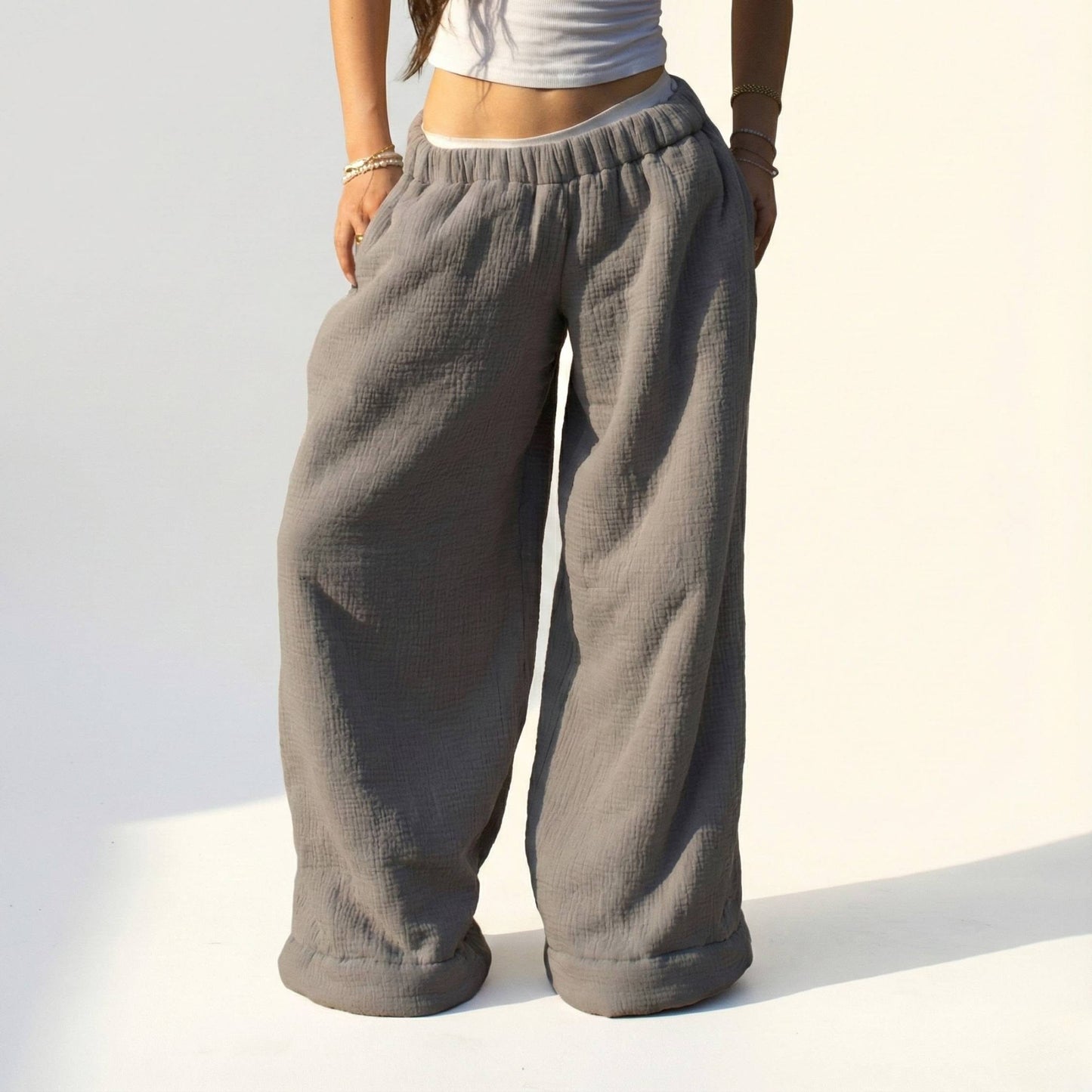 Low Rise Coffee Pants - Gray