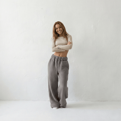 Premium Sherpa Lined Blanket Pants - Gray