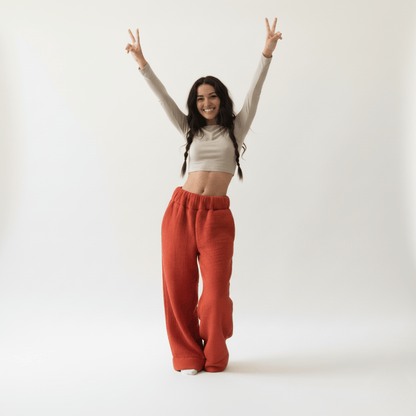 Premium Sherpa Lined Blanket Pants - Orange